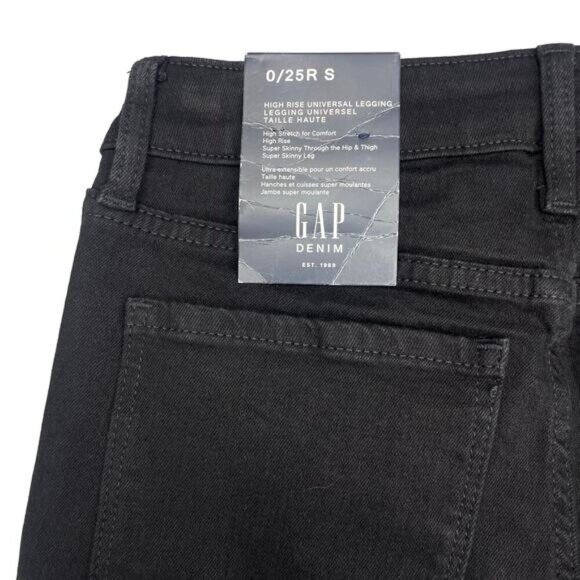 NWT GAP High Rise Universal Legging Denim Sz 25 Black - Picture 6 of 6